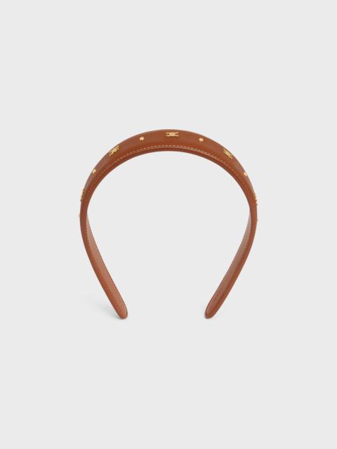 CELINE Triomphe Headband in Calfskin and Brass with Gold Finish