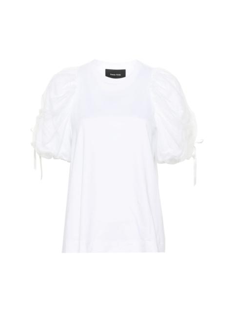 ruched-sleeves cotton T-shirt