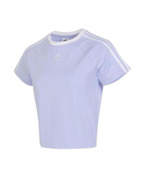 adidas (WMNS) adidas Adicolor 3-Stripes Cali T-Shirt 'Purple White' JC8706