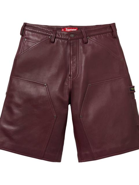 Supreme Leather Double Knee Painter Shorts "Burgundy" SU28139