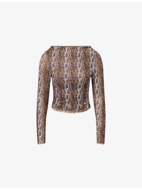 House of Sunny Leopard Multilayered Stretch-Woven Top