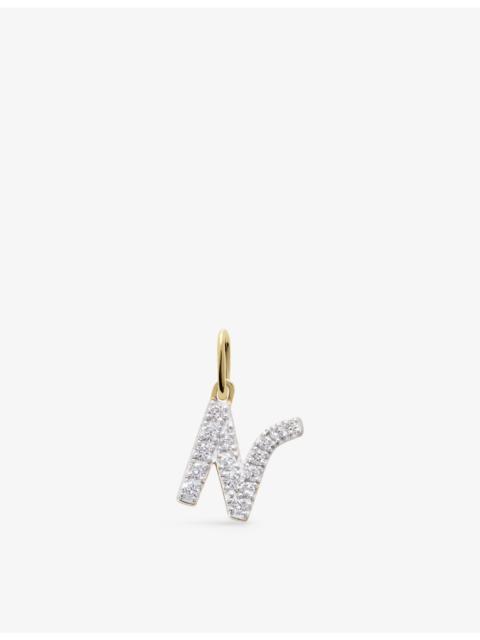 MONICA VINADER N Letter 14ct Yellow-Gold And Lab-Grown Diamond Charm