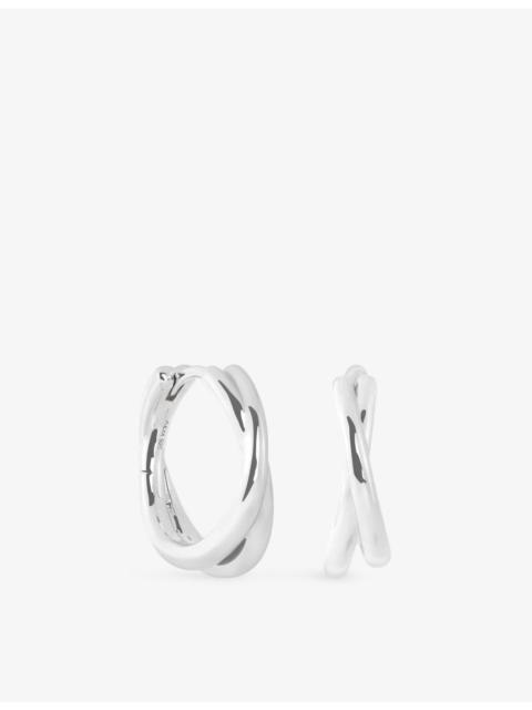 ASTRID & MIYU Illusion Twist Rhodium-Plated Sterling-Silver Hoop Earrings
