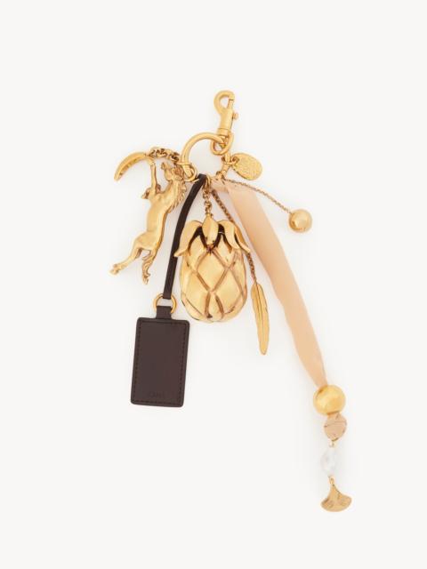 Chloé GIGA PINEAPPLE BAG CHARM IN BRASS, LEATHER & FABRIC