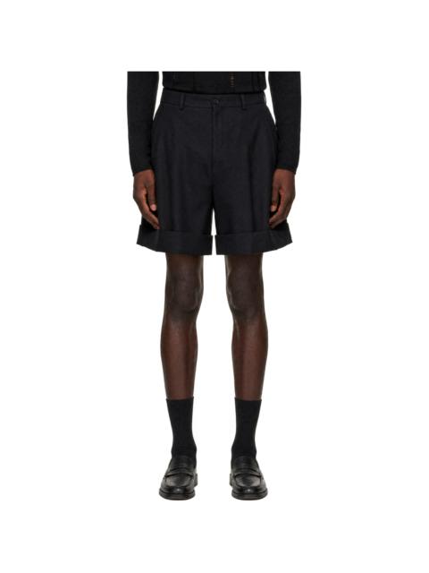 Comme des Garçons Homme Plus Black Double Weave Wool Hard Treated Shorts