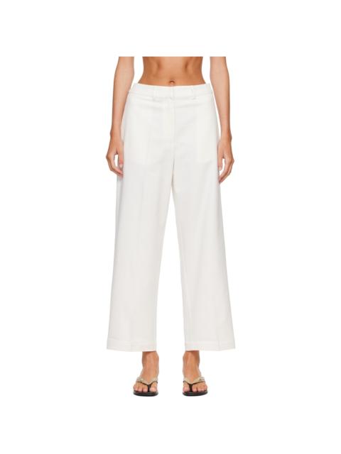 CORDERA White Soft Cotton Straight Trousers
