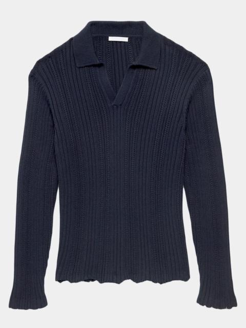 Helmut Lang Men's Cotton Raw-Edge Crewneck Sweater