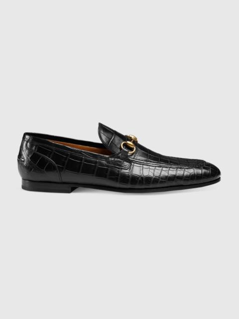 GUCCI Men's Gucci Jordaan crocodile loafer