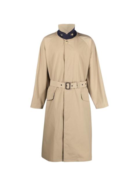 single-breasted belted midi coat