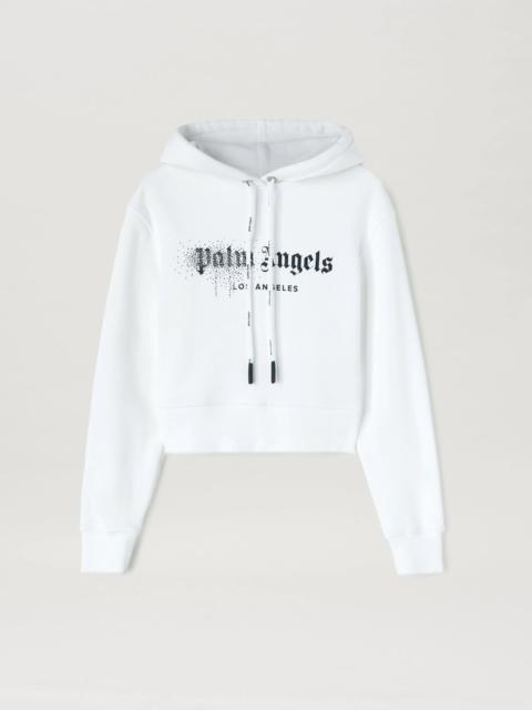 RHINESTONE SPRAYED LOGO HOODIE