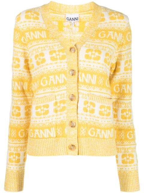 GANNI V-neck knit cardigan