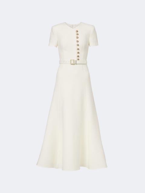 ROLAND MOURET Belted wool and silk cocktail dress