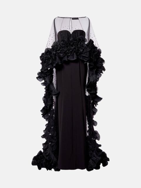 JENNY PACKHAM Ruffled caped gown