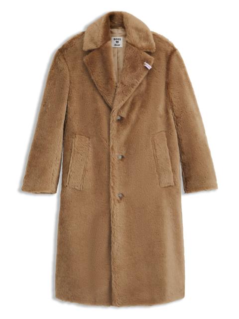 BOSS X STEIFF COAT IN TEXTURED WOOL AND COTTON