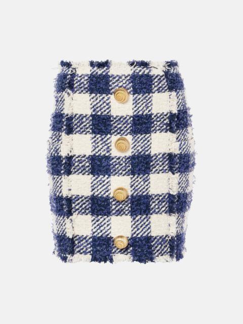 Balmain Checked high-rise tweed miniskirt