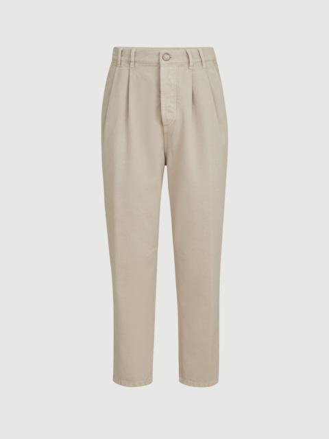 Brunello Cucinelli Garment-dyed denim iconic fit five-pocket trousers with double pleats