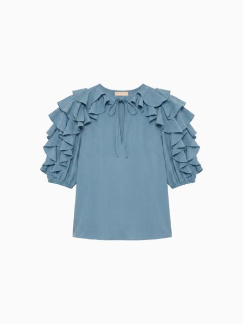 ULLA JOHNSON Josephine Short Sleeve Silk Top