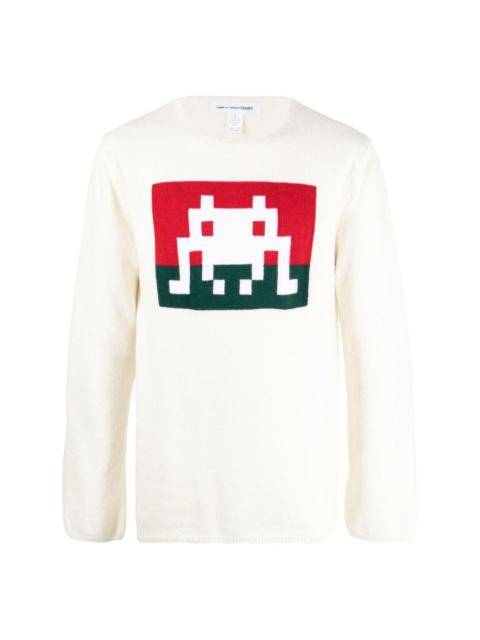 Space Invaders graphic-knit jumper