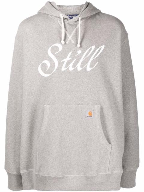 slogan-print cotton hoodie