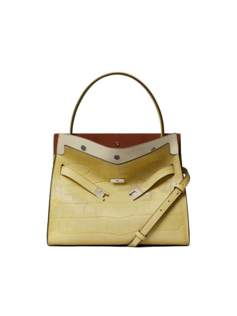 TORY BURCH small Lee Radziwill embossed double bag