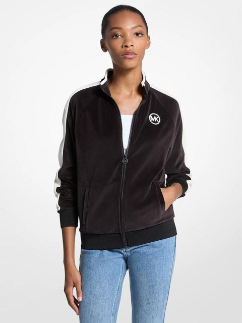 MICHAEL KORS Striped Velour Zip-Up Jacket