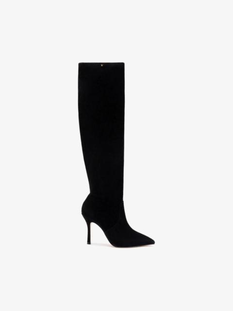 Larroudé Kate Slouch Boot In Black Suede