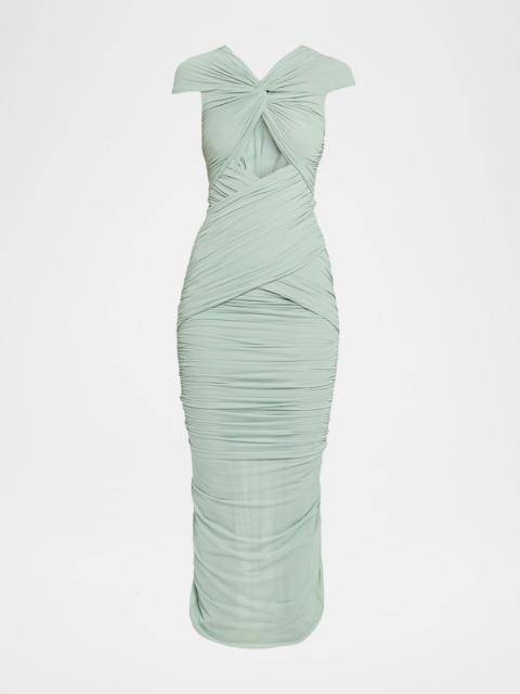 RONNY KOBO Nasha Cutout Ruched Bodycon Maxi Dress