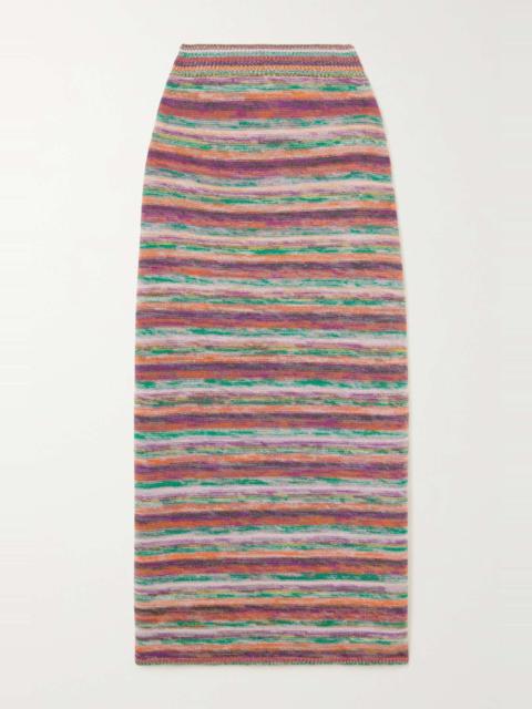Chloé Striped wool and cashmere-blend midi skirt