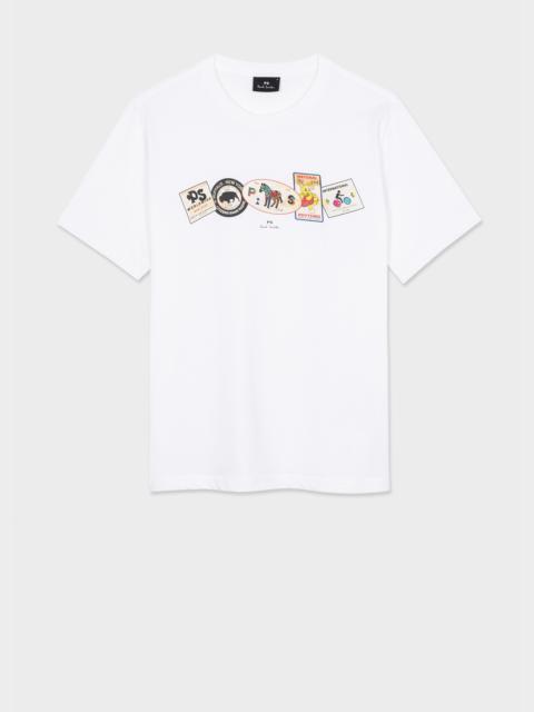 Paul Smith White 'PS' Badges Row T-Shirt