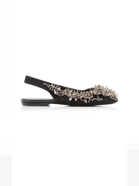 Dries Van Noten Embroidered Mesh Slingback Flats black