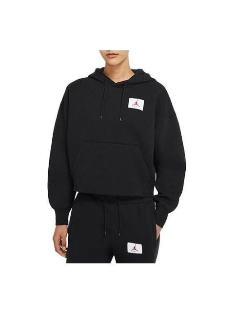 (WMNS) Air Jordan Flight Logo Fleece Hoodie 'Black' CV7738-010