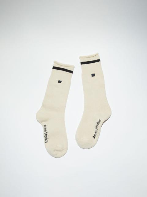 Acne Studios Cotton face socks - Ecru beige