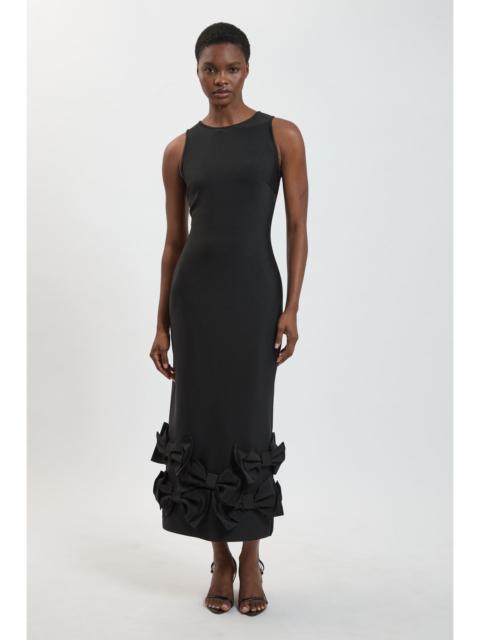KAREN MILLEN Figure Form Bandage Taffeta Bow Knitted Midi Dress