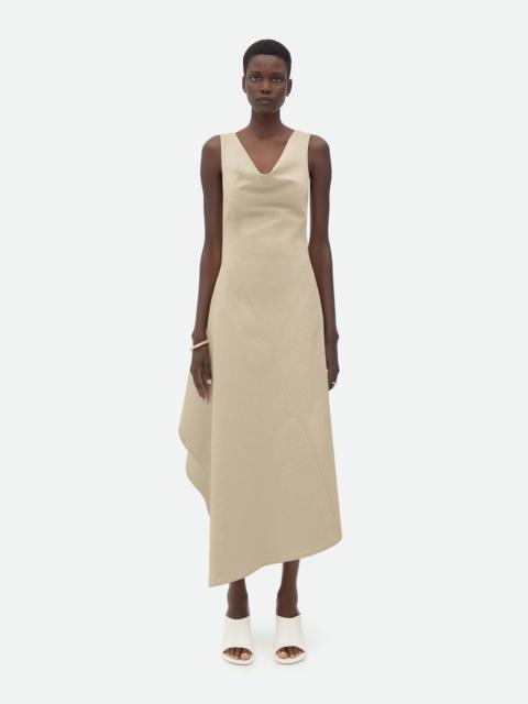 Bottega Veneta Stretch Cotton Asymmetric Midi Dress