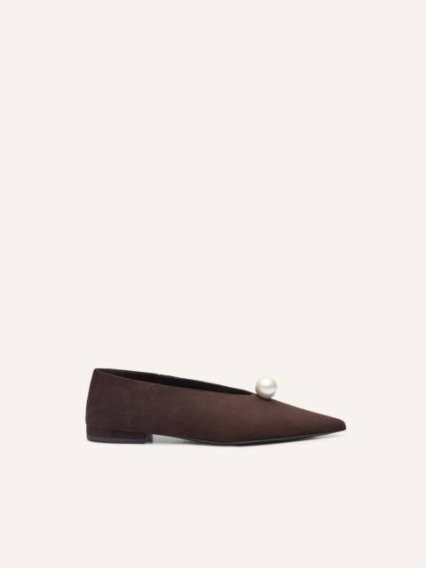 MAGDA BUTRYM Pointed pearl foldable ballet flats in brown suede