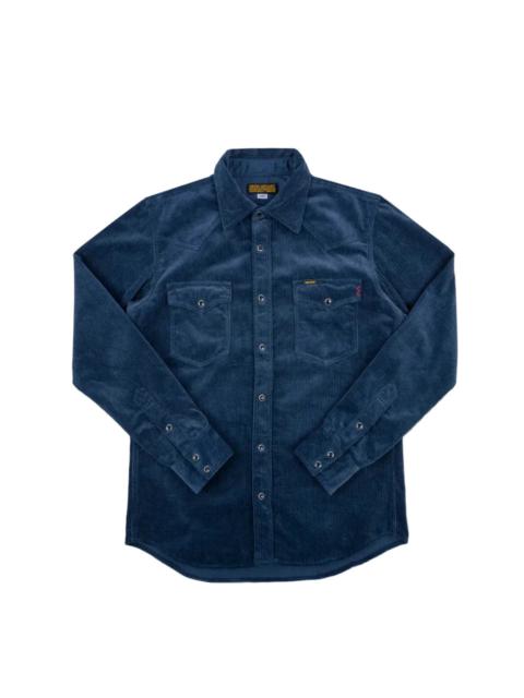 Iron Heart IHSH-398-NAV 11oz Corduroy Western Shirt - Navy