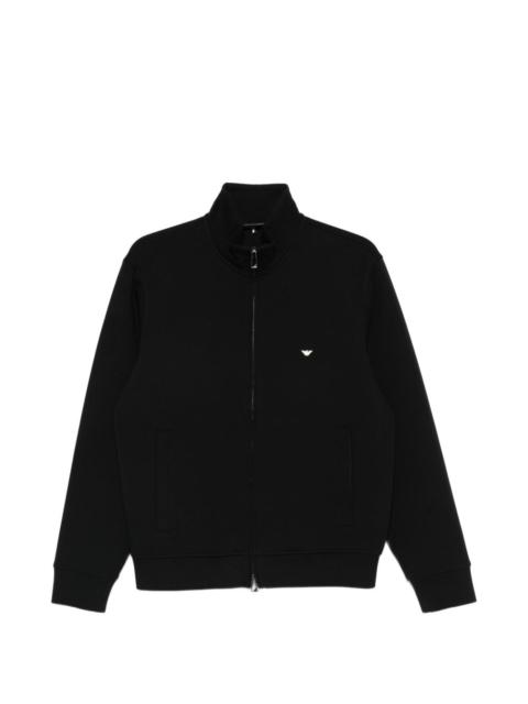 EMPORIO ARMANI logo-embroidered zipped sweatshirt