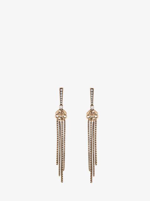 Alexander McQueen Women's Seal Drop Chain Earrings in Antique Gold