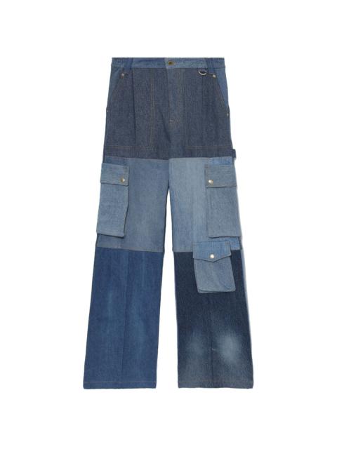 high-rise panelled jeans