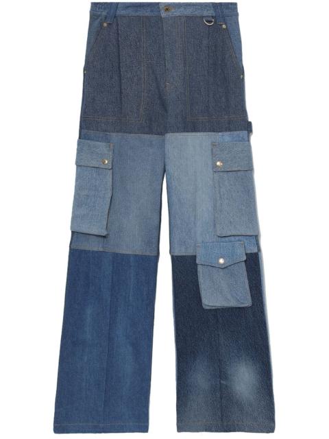 high-rise panelled jeans