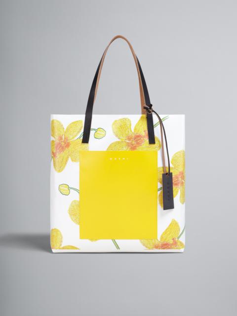 Marni ORCHIDS PRINT YELLOW SHOPPING BAG