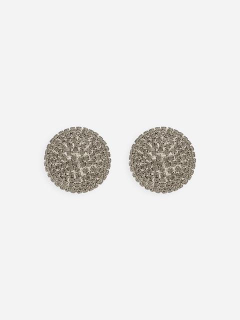 Rhinestone-detailed semi-sphere button earrings