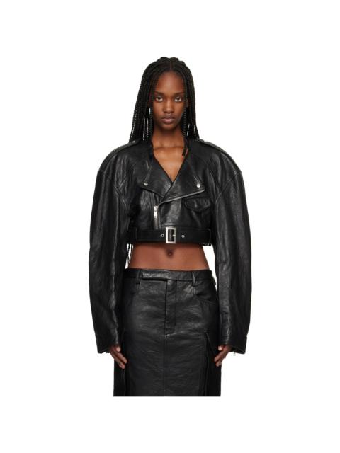 Rick Owens Black Temple Micro Leather Biker Jacket