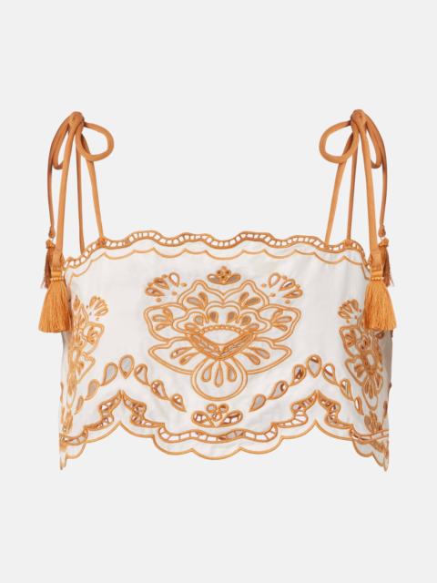 Embroidered cotton crop top