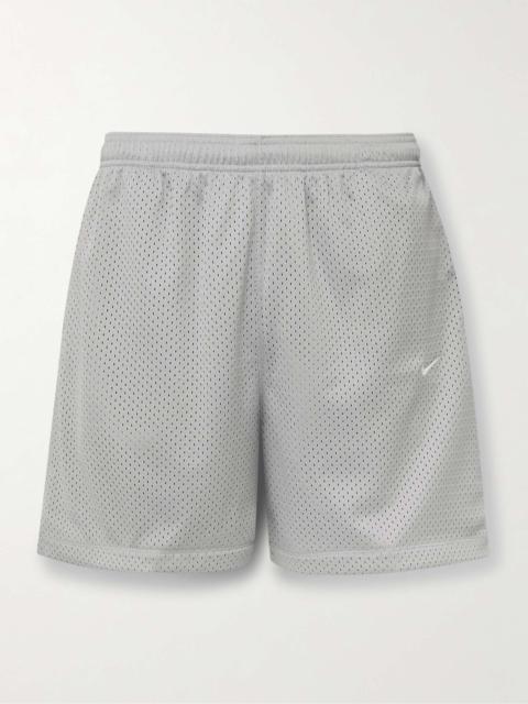 Nike Solo Swoosh Straight-Leg Logo-Embroidered Mesh Shorts