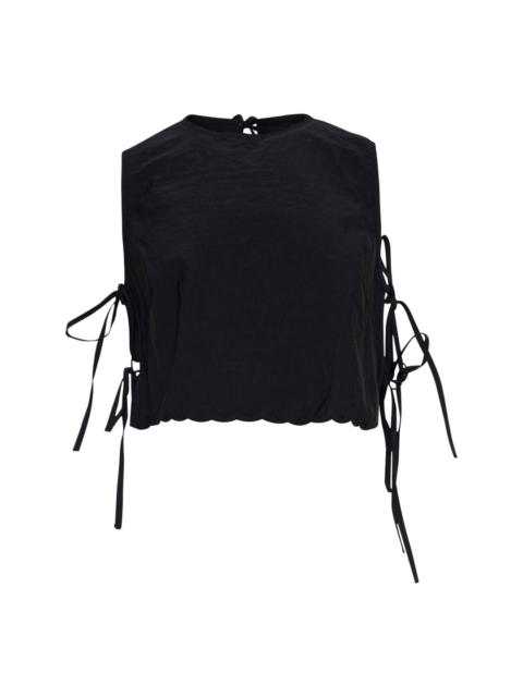 CECILIE BAHNSEN Embroidered Taffeta Lace-Up Top