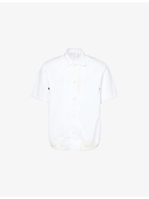 sacai Collared Short-Sleeve Cotton-Poplin Shirt
