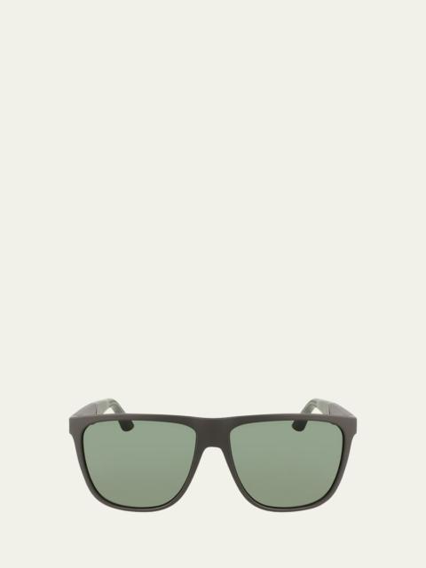 FERRAGAMO Men's Gancini Flat-Top Navigator Sunglasses