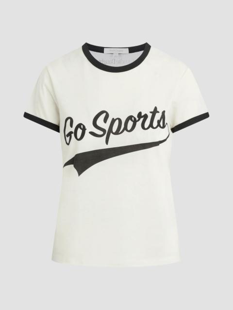 Favorite Daughter Women's The Go Sports Ringer T-Shirt - Off White Black