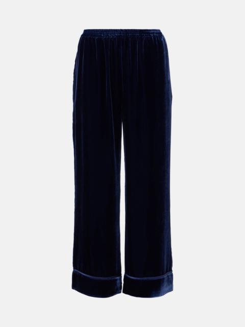 ASCENO Brescia mid-rise velvet wide-leg pants